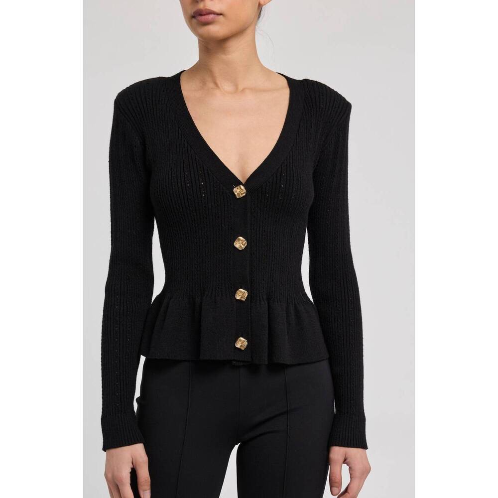 NEW GENERATION LOVE lirio pointelle cardigan in black